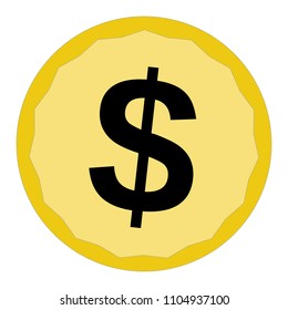 Coin in flat style, golden dollar, vector