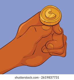 Coin Flipping Illustration. hand coin toss concept. hand flip coin vector art.