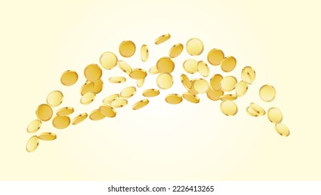 Coin flow. 3d coins flowing. Applicable for Casino jackpot, gaming, gambling fortune or win illustration. Vector illustration