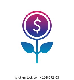 Münzblume Farbverlauf-Linie Stil Symbol Geldposten Banking-Markt-Zahlung kaufen Währungsumrechnung und investieren Thema Vektorillustration Illustration