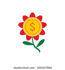 Coin Flower Logo Icon Design