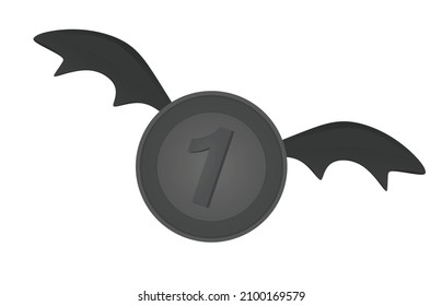 Coin flying isolated. vector illustration
