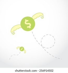 coin flying. vector