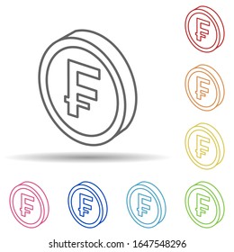 Coin franc in multi color style icon. Simple thin line, outline vector of mobile banking icons for ui and ux, website or mobile application