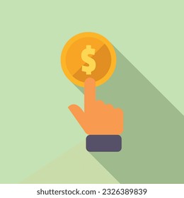 Vector plano de icono de fondo de moneda. El dinero invierte. Trabajo del plan