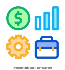 Coin Gear Case Icon Vector. Outline Coin Gear Case Sign. Color Isolated Contour Symbol Illustration