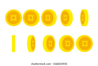 Coin with generic currency symbol rotating. Vector sprite sheet isolated on white background. Can be used for GIF animation 