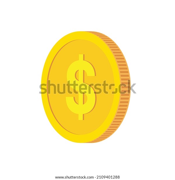 Coin. Gold\
coins of one dollar. Golden money of dollars. Isolated vector stock\
illustration eps 10 on white\
background