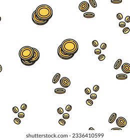 coin gold money cash bank vector seamless pattern thin line illustration