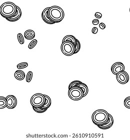 coin gold money cash bank vector seamless pattern thin line illustration