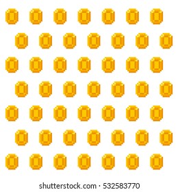 coin gold pixelated icon vector illustration design