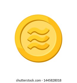 Coin gold realistic logo Libra Calibra currency isolated on white background, Libra Calibra currency golden coin is Digital currency virtual by Facebook, Libra crypto currency coins