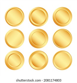 Coin gold set. Transparent Background. EPS 10