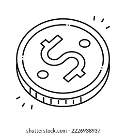 vector de icono de línea dorada de moneda. signo dorado de la moneda. símbolo de contorno aislado ilustración negra
