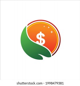 coin growth leaf logo vector design. Investment logo. Money grows income symbol 
