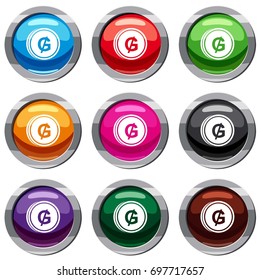 Coin guarani set icon isolated on white. 9 icon collection vector illustration