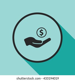 coin in hand icon. coin in hand sign