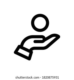 Coin Hand (Money) icon outline vector. isolated on white background
