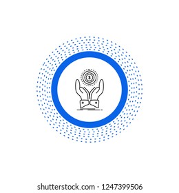 coin, hand, stack, dollar, income Line Icon. Vector isolated illustration