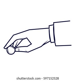 coin in hand, web icon, design, business concept, vector mascot