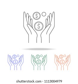 coin hands icon. Elements of banking in multi colored icons. Premium quality graphic design icon. Simple icon for websites, web design, mobile app, info graphics on white background