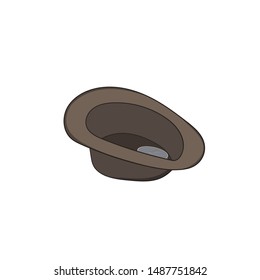 coin in a hat for donations. Isolated illustration on a white background in cartoon style. Design element.