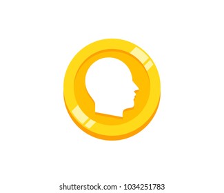 Coin Head Icon Logo Design Element