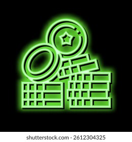 coin heap of economic video game neon light sign vector. coin heap of economic video game illustration
