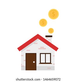 Coin house vector. wallpaper. free space for text. coin vector.