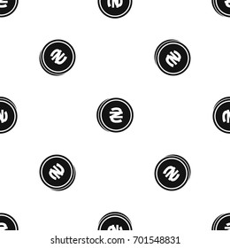 Coin hryvnia pattern repeat seamless in black color for any design. Vector geometric illustration