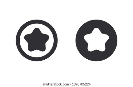 Coin icon. Bank payment symbol. Finance symbol. Currency symbol. Cash icon. Pay icon. Coin with the star. Graphic user interface design element. Game purchases. Game currency. Game coin. Star icon.