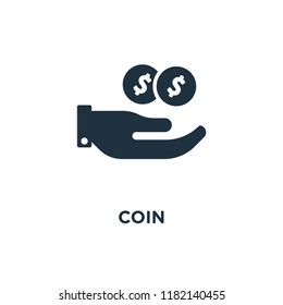 Coin icon. Black filled vector illustration. Coin symbol on white background. Can be used in web and mobile.
