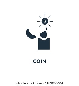 Coin icon. Black filled vector illustration. Coin symbol on white background. Can be used in web and mobile.