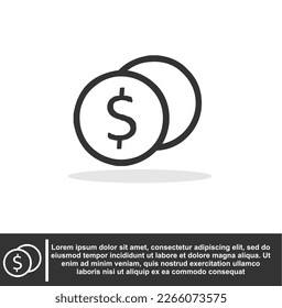 Coin icon in black and white colour