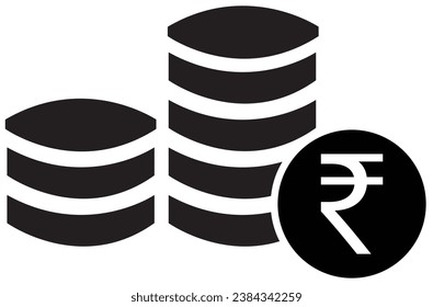 Coin Icon Black and White EPS