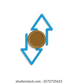 coin icon. cash back with dollar. money management vector, business and finance icon, indicating continuous movement. flat color design style