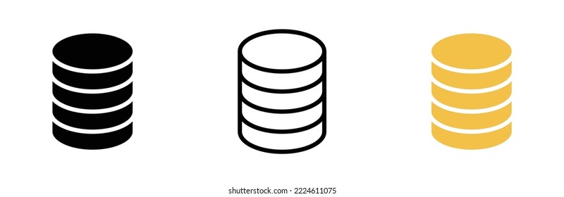 Coin icon. Coins stack icon. Money stacked coins icon. Coins symbol sign, vector illustration