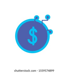 coin icon design, Digital technology communication social media internet web and wireless theme Vector illustration