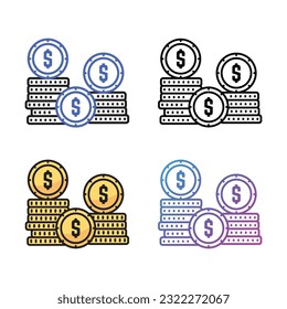 Coin icon design in four variation color