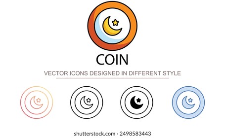Coin icon design with white background stock illustration