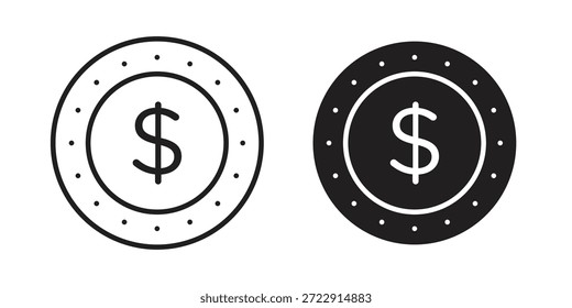 Icono de la moneda diseña la colección para el móvil, ui, Web.