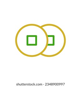 Coin icon duocolor green yellow colour chinese new year vector element and symbol perfect.