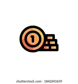 Coin Icon Filled Outline Business Illustration Logo Vector
