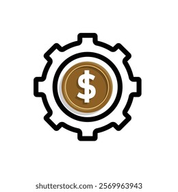 Coin icon. financial gear. money management vector, business and finance icon. mixed design style. for financial education, web, management