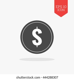 Coin icon. Flat design gray color symbol. Modern UI web navigation, sign. Illustration element