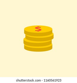 Coin icon flat element. Vector illustration of coin icon flat isolated on clean background for your web mobile app logo design.
