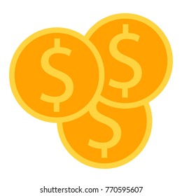 Coin icon. Flat illustration of coin vector icon for web