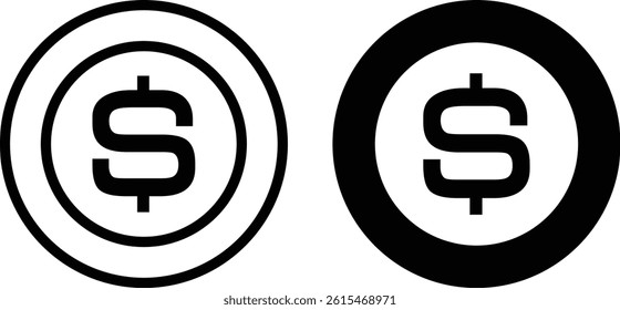 Coin Icon flat and line icon Simple outline logo.