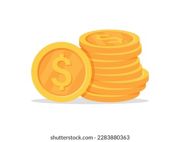 Coin icon in flat style. Money stack vector illustration on white isolated background. Cash currency sign business concept.