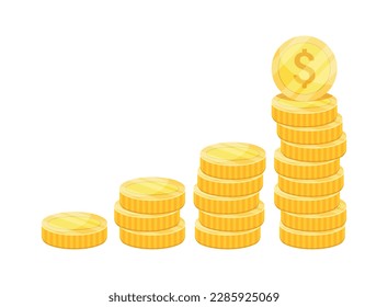 Coin icon in flat style. Money stack vector illustration on white isolated background. Cash currency sign business concept.